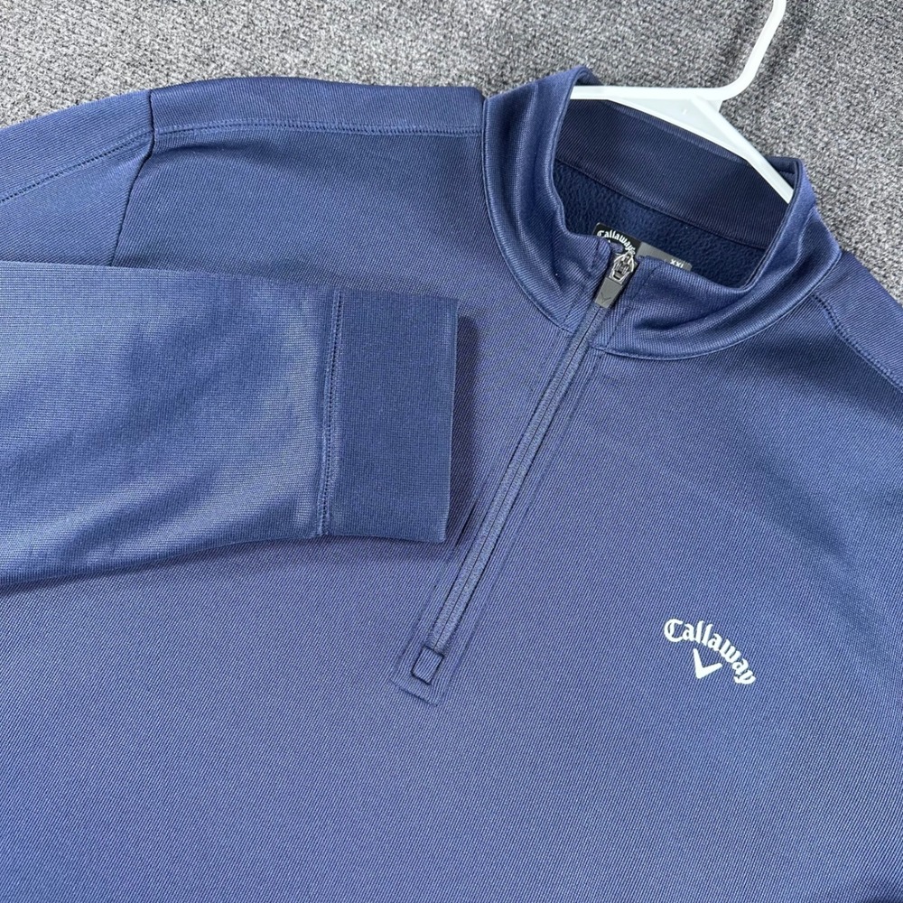 Callaway 1/4 Zip Pullover Mens XXL 2XL Blue Fleece Lined Golf Sweatshirt Jacket
